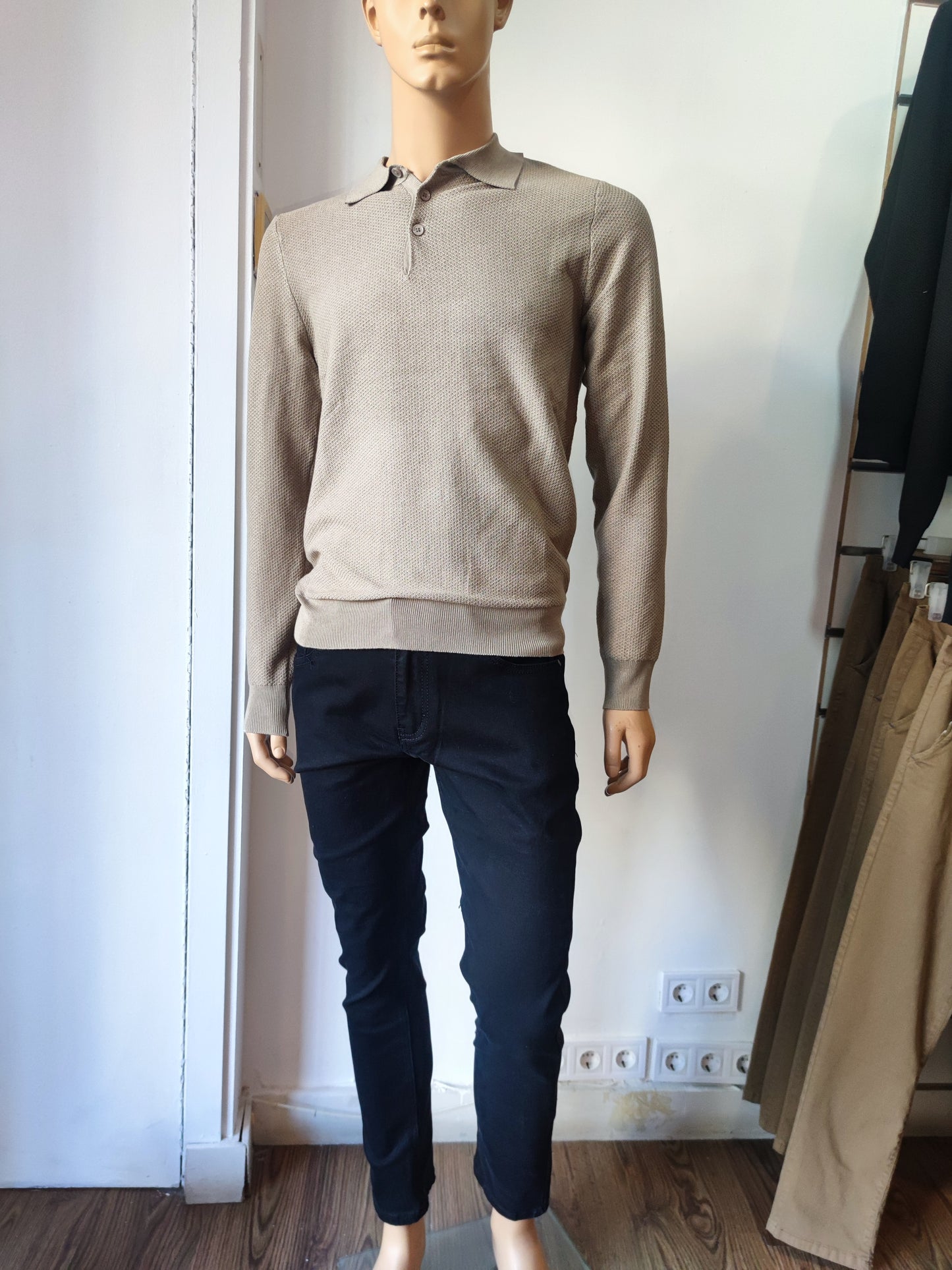 Camisa manga larga hombre, jersey de punto, hombres atractivos