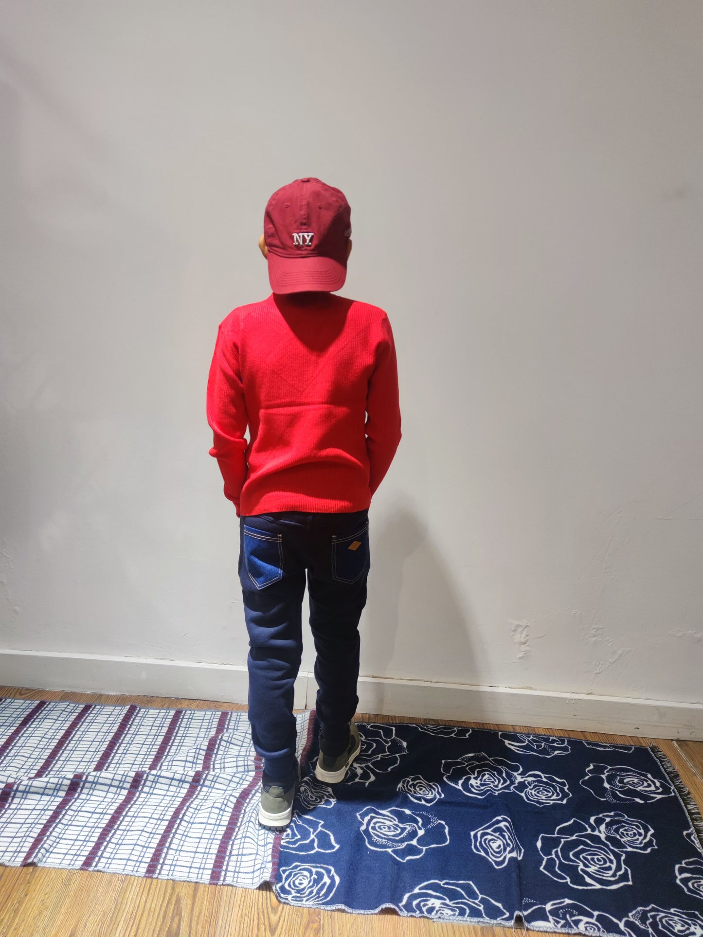 Pantalones de niño para invierno, pantalón tejano con la parte de atrás tipo chándal