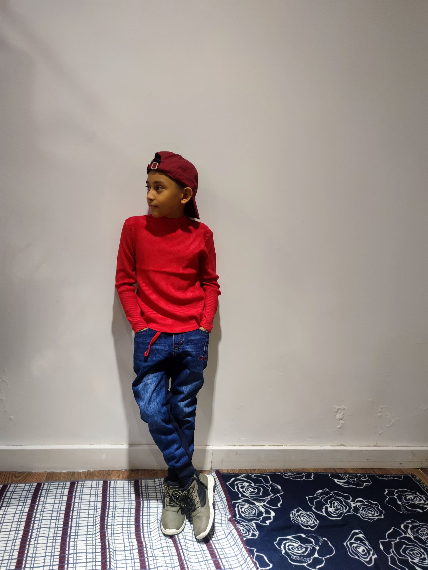 Pantalones de niño para invierno, pantalón tejano con la parte de atrás tipo chándal