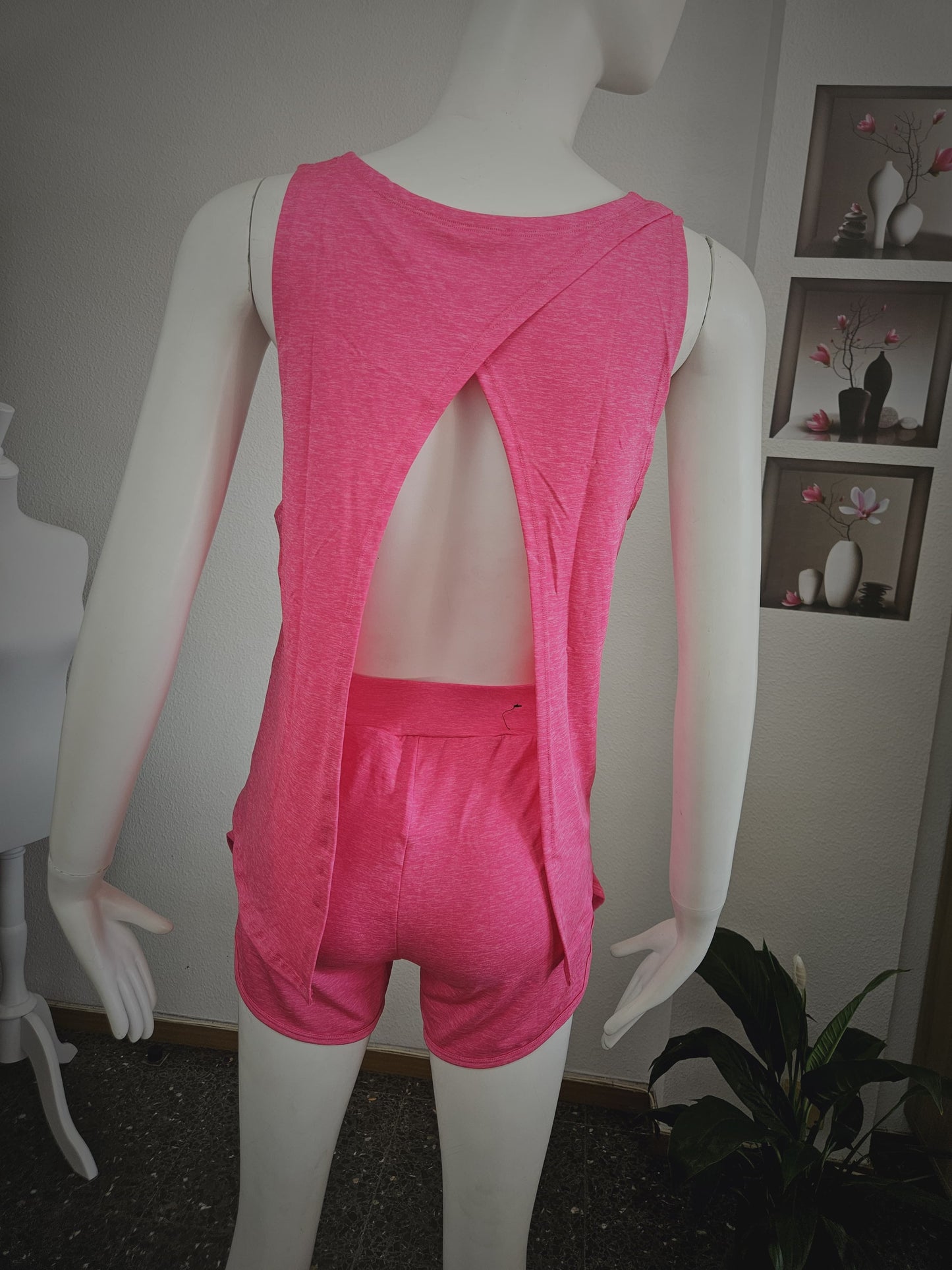 Conjunto deportivo con abertura en la espalda, zumba, gim, yoga