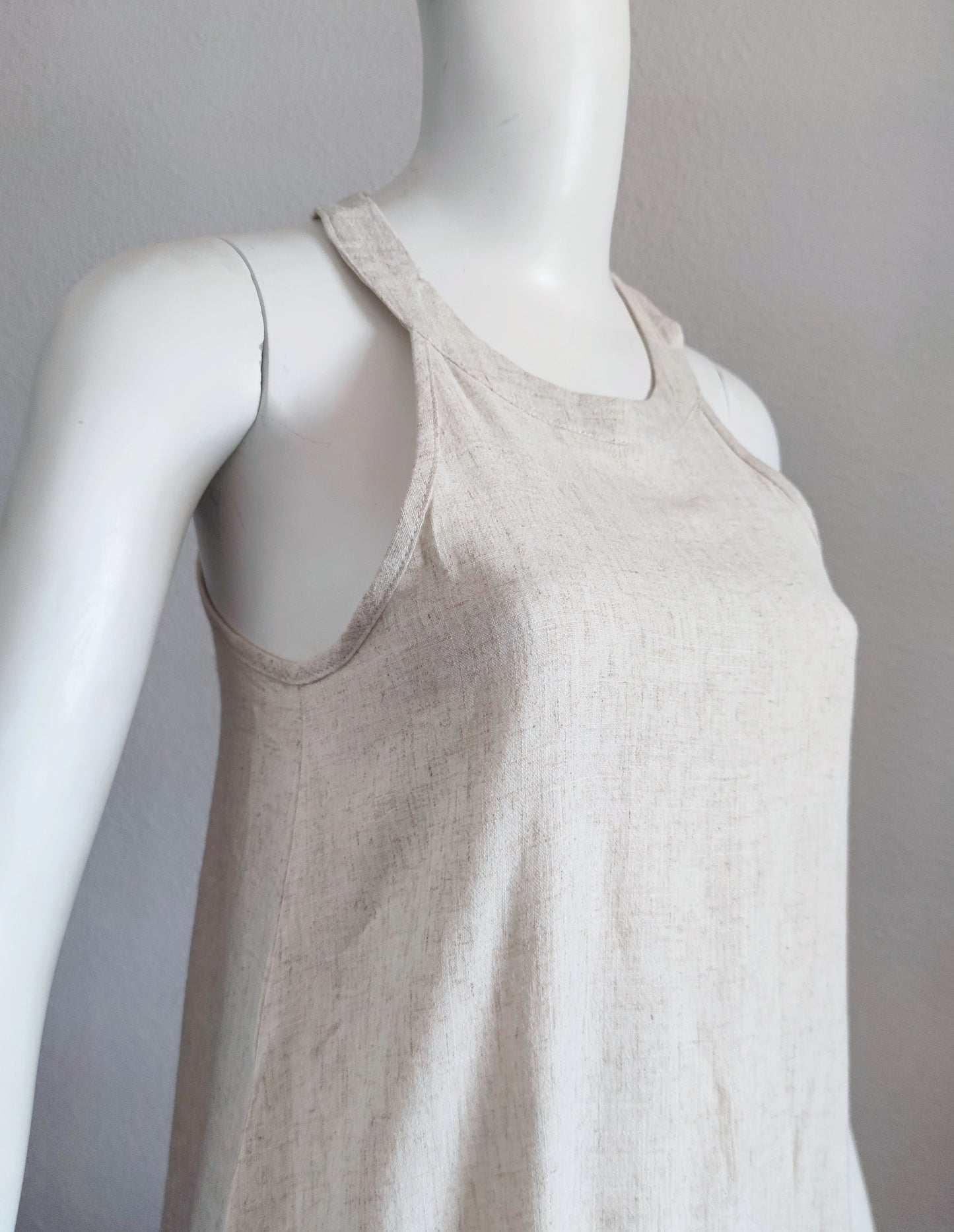 Vestido elegante de tela firme holgado, vestido con escote, mujer verano