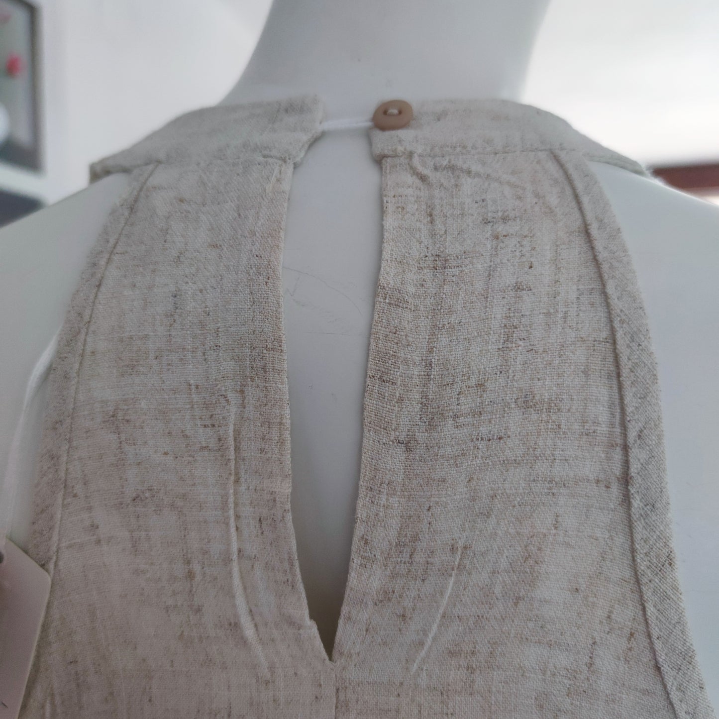 Vestido elegante de tela firme holgado, vestido con escote, mujer verano