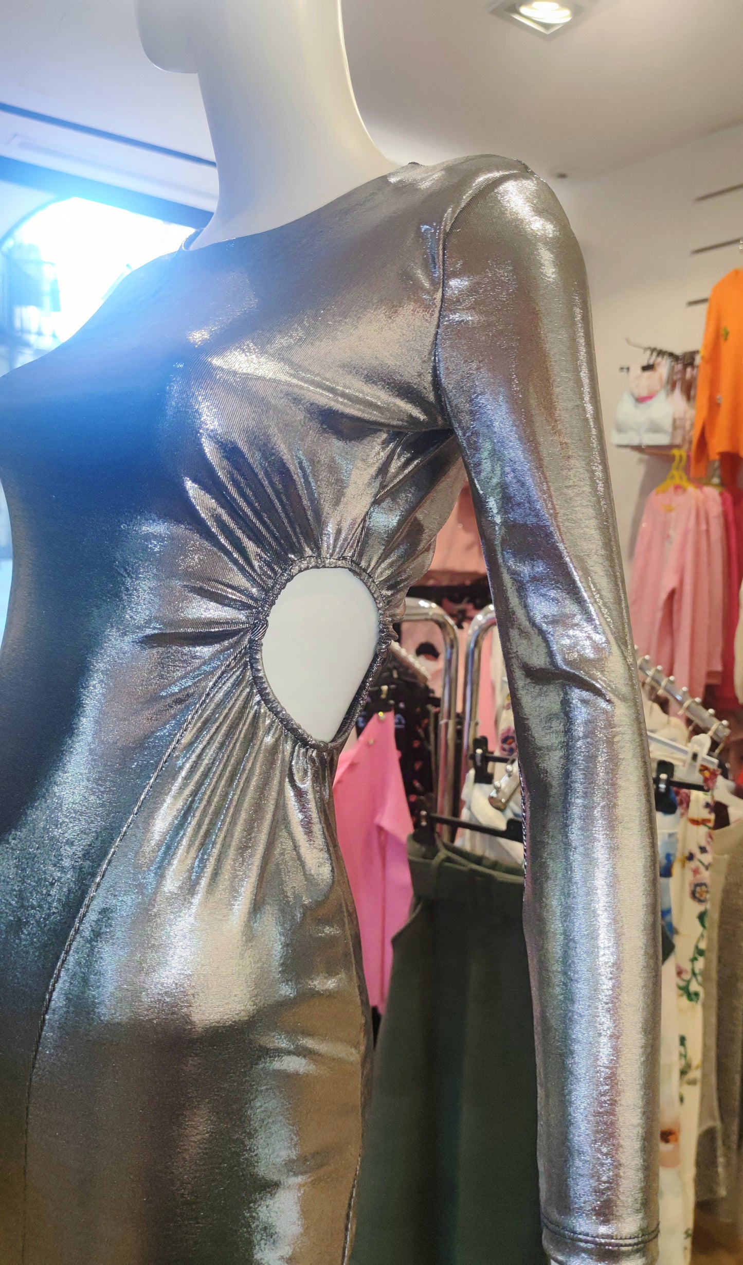 Vestido eléctrico manga larga, elegante con abertura en la pierna izquierda, vestido mujer, moda ajustada al cuerpo