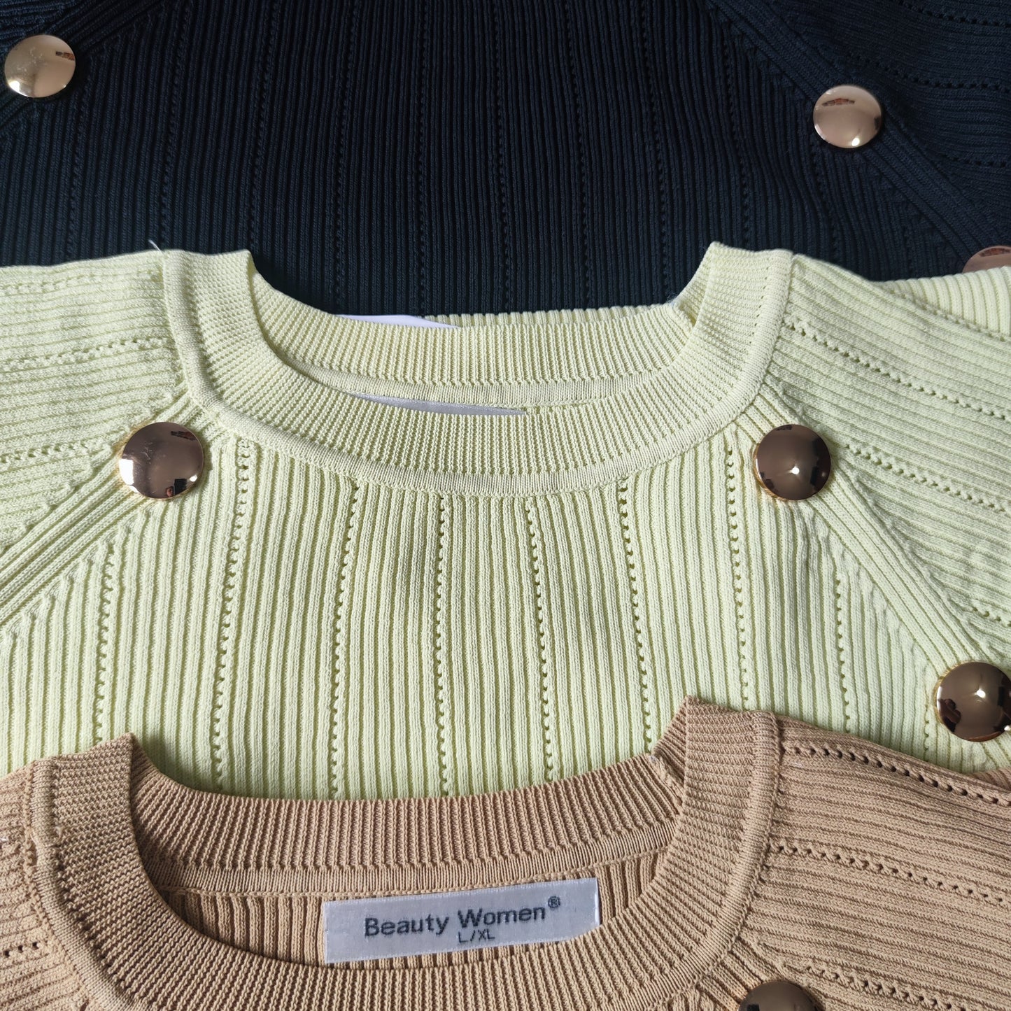 Vestido de punto con diseño de botones, ropa para mujer