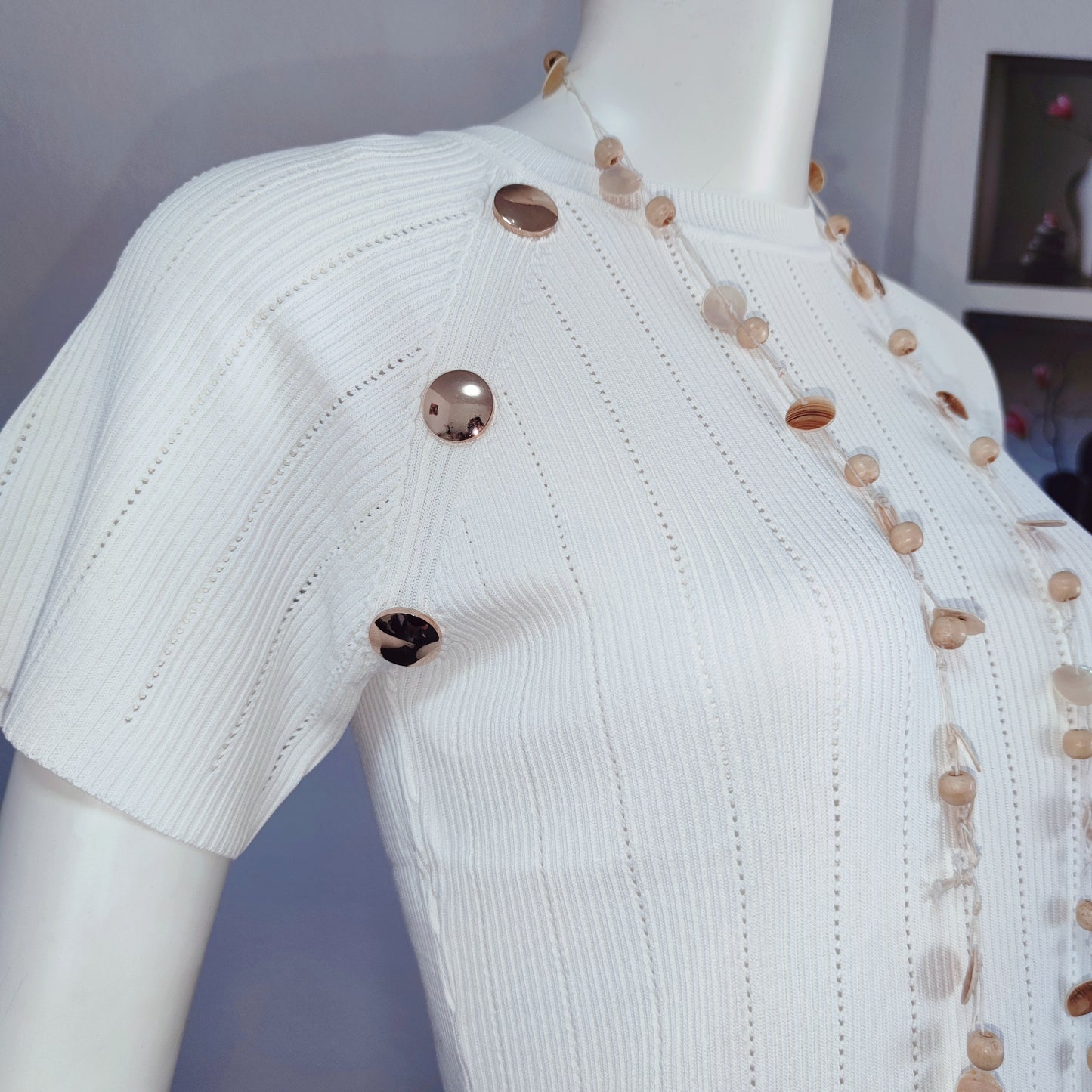 Vestido de punto con diseño de botones, ropa para mujer